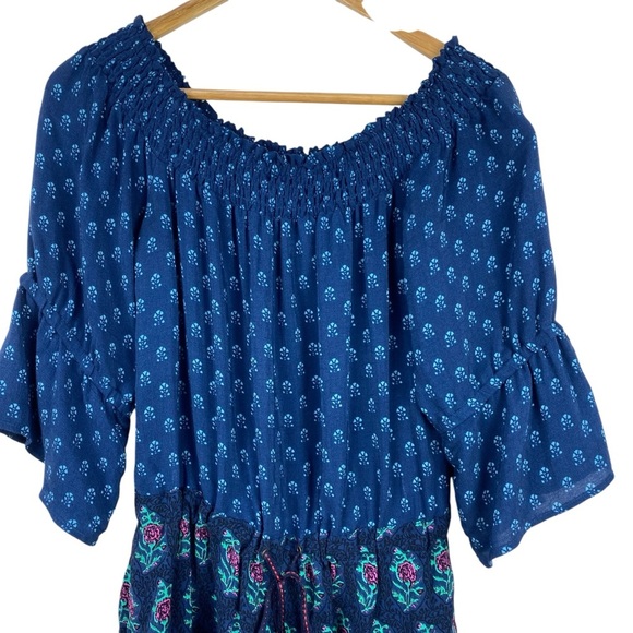 Anthropologie Ett Twa Romper Size XS One Piece Shorts Top Blue Floral Kaleo - Picture 5 of 16